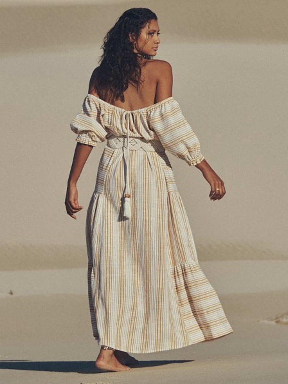 NWT Spell Lady Palm Gown Maxi Dress in Toffee Large Organic Cotton Boho Luxe